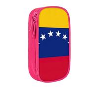 AYYQWE Trousse à crayons pratique avec motif drapeau du Venezuela - Multi-compartiments - Pour bureau, voyage, école, art quotidien, rose, Taille unique, Poche de rangement