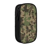 AYYQWE Trousse à crayons pratique multi-compartiments avec imprimé camouflage vert pour bureau, voyage, école, art quotidien, Noir , Taille unique, Poche de rangement