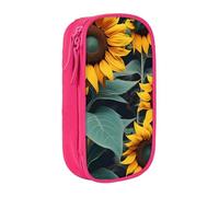 AYYQWE Trousse à crayons pratique multi-compartiments Motif tournesols sauvages Pour bureau, voyage, école, art quotidien, rose, Taille unique, Poche de rangement