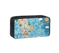 AYYQWE Trousse à crayons spacieuse avec impression carte de la Grèce - Grande capacité - Pour bureau, voyage