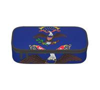 AYYQWE Trousse polyvalente de grande capacité avec imprimé drapeau du Dakota du Nord - 21,6 x 5,1 x 9,4 cm - Pour le bureau, Noir , Taille unique