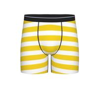 AYYQWE Zeste de citron jaune à rayures pour homme Boxer respirant extensible doux pour un usage quotidien Voyage Gym Sous-vêtements, Noir , XXL