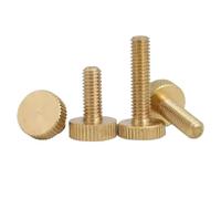 AYYSSM Poignée à vis moletée en cuivre Pur à tête Plate en Laiton serrer(16mm,M4 (5Pcs))