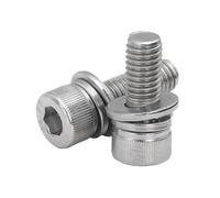 AYYSSM Vis à Douille hexagonale en Acier Inoxydable M4x6/8/10/12/14/16mm, Boulon avec rondelle, Trois vis sem combinées, 100 pièces/lot(M4X8 100PCS)