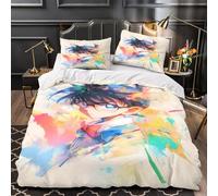 AYZOFCNDK Détective Conan Housses De Couettes 3D Imprimé Anime pour Adultes Et Enfants Housse De Couette E avec Fermeture À Glissière Parure De Lit avec Taies Microfibr 3 Pièces King（220x240cm）