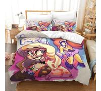 AYZOFCNDK Hazbin Hotel Housse De Couette 3D Imprimée en Microfibre Vaggie Angel Dust Alastor Parure De Lit 3 Pièces avec Fermeture Éclair,Confort Et Douceur Assurés Single（140x200cm）