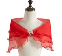 Ayztantine Etole Femme Chic Mariage Châle de mariée Bretelles Amovibles Robe de soirée de Mariage châle en Tulle Mariage(Red)