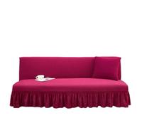 Ayztantine Housse de Canapé sans Bras Armless Sofa Bed Cover Stretch Slipcover Universal Fit Easy Install Protector with Skirt Home Decor(Red,S Size 120-150cm)