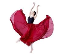 Ayztantine Jupe de Danse en Mousseline Jupe de Ballet Longue for Femmes, Jupe de Danse en Mousseline de Soie, Tutu, Costumes de Danse de Ballet, Jupe Longue for Adultes(Burgundy 720 Degree,M)