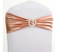 Ayztantine Noeud de Chaise Mariage Ceinture de Chaise élastique, 10 pièces/50 pièces, nœud Papillon for Mariage, décoration Banquet d'hôtel, métallisé Or Argent, Spandex Extensible(Rose Gold,10 pcs)