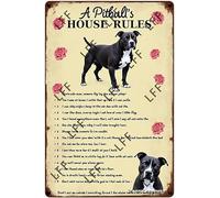 AYZYSMBM Plaque rétro en métal « A Pitpull'S House Rules - Don'T Come Home, I Can Sleep Anywhere, Don'T Call Me, Let Me Outside Home Bar Shop » Décoration vintage pour café 20,3 x 30,5 cm