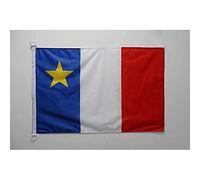 AZ FLAG - Drapeau Acadie Spécial Extérieur - 90x60 cm - Pavillon Nautique Acadien - Canada En Maille Bloquée Avec Anneaux Plastiques Intégrés - 80g