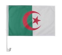 AZ FLAG - Drapeau Algérie Pour Décoration Voiture Avec Attaches En PVC Et Système d'Accroche - Car Flag Algérien - 100% Polyester - 50g - 45x30 cm
