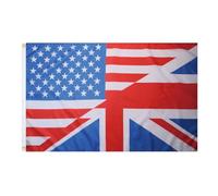 AZ FLAG Drapeau Amitié Royaume Uni - Etats-Unis 150x90 cm 2 Œillets | Usage intérieur et extérieur Drapeau décoratif de l'amitié anglo saxonne coutures doubles et bords renforcés polyester 100D