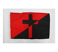 AZ FLAG - Drapeau Anarchiste chrétien - 45x30 cm - Pavillon Anarchisme Chrétien 100% Polyester Avec Deux Cordelettes - 20g