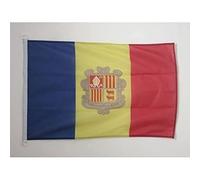 AZ FLAG - Drapeau Andorre Spécial Extérieur - 90x60 cm - Pavillon Nautique Andorran En Maille Bloquée Avec Anneaux Plastiques Intégrés - 80g
