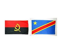 AZ FLAG - Drapeau Angola - 150x90 cm - Drapeau Angolais 100% Polyester avec Oeillets Métalliques Intégrés - 110g & Drapeau République Démocratique du Congo 150x90cm