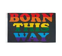 AZ FLAG - Drapeau Arc-en-Ciel Born this way - 150x90 cm - Drapeau Lgbt - Gay - Rainbow 100% Polyester Avec Oeillets Métalliques Intégrés - Pavillon 110 g