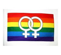 AZ FLAG Drapeau Arc-en-Ciel Double Venus Grand 150x90 cm 2 Œillets | Usage intérieur et extérieur Drapeau décoratif gay coutures doubles et bords renforcés avec œillets métalliques