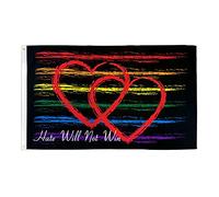 AZ FLAG Drapeau Arc-en-ciel la haine ne gagnera pas 90x60 cm 2 Œillets