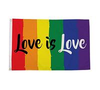 AZ FLAG Drapeau Arc En Ciel L'Amour c'est l'Amour 90x60 cm 2 Œillets