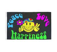 AZ FLAG - Drapeau Arc-en-Ciel Peace Love and Happiness - 150x90 cm - Drapeau Lgbt - Paix Amour Et Joie - Rainbow 100% Polyester Avec Oeillets Métalliques Intégrés - Pavillon 110 g