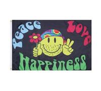 AZ FLAG Drapeau Arc-en-Ciel Peace Love and Happiness 90x60 cm 2 Œillets
