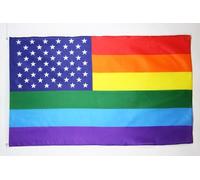 AZ FLAG - Drapeau Arc-en-Ciel USA - 150x90 cm - Polyester léger - Drapeau Lgbt - Gay Américain - Rainbow Avec Oeillets Métalliques Intégrés - 80g