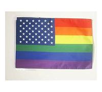 AZ FLAG - Drapeau Arc-en-Ciel USA - 45x30 cm - Pavillon Lgbt - Gay Américain - Rainbow 100% Polyester Avec Deux Cordelettes - 20g