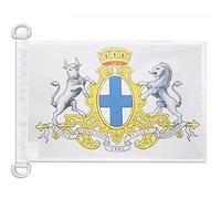 AZ FLAG - Drapeau Armoiries de Marseille - 45x30 cm - Pavillon Nautique Marseillais - Ville De Marseille Spécial Bateau Et Extérieur En Maille Bloquée Avec Anneaux Plastiques Intégrés - 30g