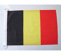 AZ FLAG - Drapeau Belgique - 45x30 cm - Pavillon Nautique Belge Spécial Bateau Et Extérieur En Maille Bloquée Avec Anneaux Plastiques Intégrés - 30g