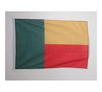 AZ FLAG - Drapeau Bénin - 45x30 cm - Pavillon Nautique Béninois Spécial Bateau Et Extérieur En Maille Bloquée Avec Anneaux Plastiques Intégrés - 30g