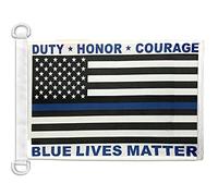 AZ FLAG - Drapeau Blue Lives Matter - 45x30 cm - Pavillon Nautique Les Vies Des Policiers Comptent Spécial Bateau Et Extérieur En Maille Bloquée Avec Anneaux Plastiques Intégrés - 30g