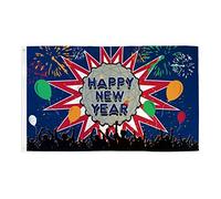 AZ FLAG - Drapeau Bonne année feu d'artifice - 150x90 cm - Drapeau Happy New Year 100% Polyester Avec Oeillets Métalliques Intégrés - Pavillon 110 g