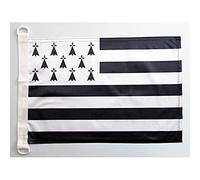AZ FLAG - Drapeau Bretagne - 45x30 cm - Pavillon Nautique Breton - France Spécial Bateau Et Extérieur En Maille Bloquée Avec Anneaux Plastiques Intégrés - 30g