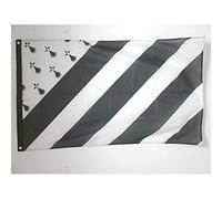 AZ FLAG - Drapeau Bretagne Big Gwenn Ha Du Spécial Extérieur - 150x90 cm - Drapeau Breton En Maille Bloquée Avec Anneaux Plastiques Intégrés - 170g