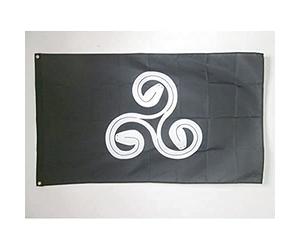 AZ FLAG Drapeau Bretagne Triskell Triserpent 150x90 cm 2 Œillets | Usage intérieur et extérieur Drapeau décoratif breton coutures doubles et bords renforcés avec œillets métalliques