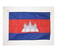 AZ FLAG - Drapeau Cambodge - 45x30 cm - Pavillon Nautique Cambodgien Spécial Bateau Et Extérieur En Maille Bloquée Avec Anneaux Plastiques Intégrés - 30g
