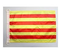 AZ FLAG - Drapeau Catalogne - 45x30 cm - Pavillon Nautique Catalan Spécial Bateau Et Extérieur En Maille Bloquée Avec Anneaux Plastiques Intégrés - 30g