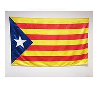 AZ FLAG Drapeau Catalogne Estelada 150x90 cm Satin Fourreau | Usage intérieur et extérieur Drapeau décoratif catalan indépendentiste coutures doubles et bords renforcés