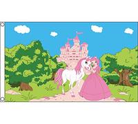AZ FLAG Drapeau Château de princesse avec poney 150x90 cm 2 Œillets