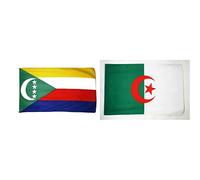 AZ FLAG - Drapeau Comores - 150x90 cm - Drapeau Comorien 100% Polyester avec Oeillets Métalliques Intégrés & Drapeau Algérie - 150x90 cm - 100% Polyester avec Oeillets Métalliques Intégrés
