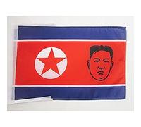 AZ FLAG - Drapeau Corée du Nord avec Kim Jong-un - 45x30 cm - Pavillon Nord-Coréen 100% Polyester Avec Deux Cordelettes - 20g