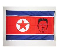 AZ FLAG - Drapeau Corée du Nord avec Kim Jong-un - 90x60 cm - Drapeau Nord-Coréen 100% Polyester Avec Fourreau et Cordelette - Pavillon 50 g