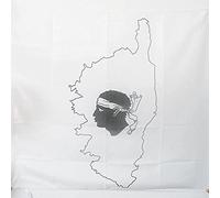 AZ FLAG - Drapeau Corse avec île - 90x90 cm - Drapeau Corsica 100% Polyester Avec Fourreau et Cordelette - Pavillon 80 g