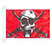 AZ FLAG - Drapeau Crimson Pirate - 45x30 cm - Pavillon Nautique Corsaire Spécial Bateau Et Extérieur en Maille Bloquée avec Anneaux Plastiques Intégrés - 30g