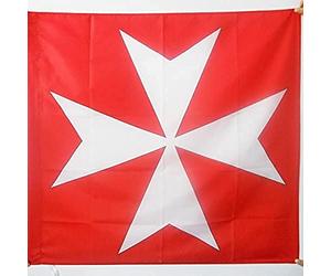 AZ FLAG Drapeau Croix Ordre de Malte 90x90 cm Polyester 100D Fourreau | Usage intérieur et extérieur Drapeau décoratif maltais coutures doubles et bords renforcés avec fourreau pour mât