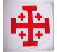 AZ FLAG - Drapeau Croix Ordre du Saint-Sépulcre de Jérusalem - 90x90 cm - Drapeau Chrétien 100% Polyester Avec Fourreau et Cordelette - Pavillon 80 g