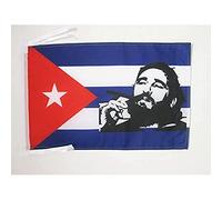 AZ FLAG - Drapeau Cuba avec Fidel Castro - 45x30 cm - Pavillon Cubaine 100% Polyester Avec Deux Cordelettes - 20g