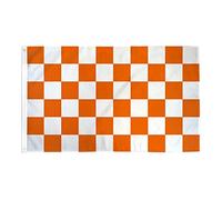 AZ FLAG - Drapeau Damier Orange et blanc - 150x90 cm - Drapeau À Damiers 100% Polyester Avec Oeillets Métalliques Intégrés - Pavillon 110 g